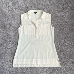 Ann Taylor Petite Cream Sleeveless Blouse - Size XSP